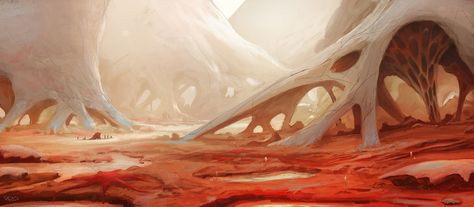 ArtStation - Alien Landscape, Renaud Perochon Planet Surf, Fantasy Settings, Alien Landscape, Novel Inspiration, Campaign Ideas, Arte Peculiar, Alien Concept, Landscape Concept, Alien Planet