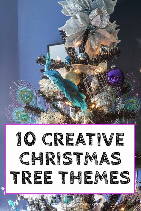 These creative Christmas tree themes are beautiful! I love all of the unique ideas for Christmas tree decorations and colors. The peacock Christmas tree decor is my favorite! Kate Spade Christmas Tree, Tree Theme Ideas, Christmas Tree Theme Ideas, Peacock Christmas Tree, Christmas Tree Theme, Woodland Christmas Tree, Coastal Christmas Tree, Peacock Christmas, Grinch Christmas Tree