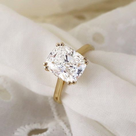 Double Prong Engagement Ring, Thick Band Engagement Ring, Pretty Engagement Rings, Prong Engagement Rings, Ring Inspo, The Proposal, Cushion Cut Engagement Ring, Tell Your Story, Band Engagement Ring