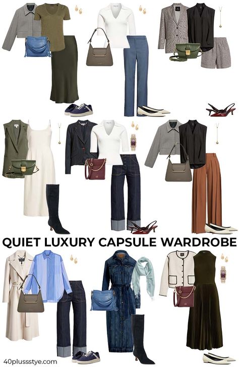 Quite Luxury Capsule Wardrobe, Quiet Luxury Casual Outfit, Quiet Luxury Winter Outfit, Quiet Luxury Outfits 2024, Quiet Luxury Capsule Wardrobe, Classy Capsule Wardrobe, Luxury Capsule Wardrobe, Petite Capsule Wardrobe, Quiet Luxury Fashion