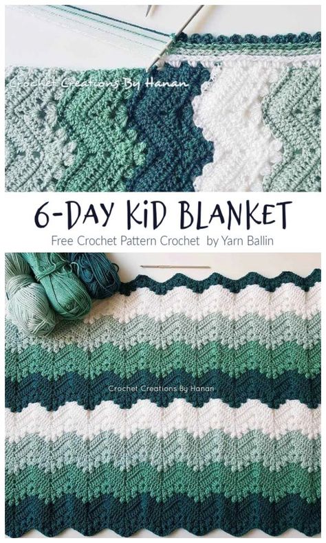 Original 6-Day Kid Blanket Free Crochet Patterns Colorful Baby Blanket, Zig Zag Crochet, Kid Blanket, Easy Crochet Baby Blanket, Easy Crochet Baby, Haken Baby, Crochet Patterns Free Blanket, Kids Blankets, Baby Blanket Pattern