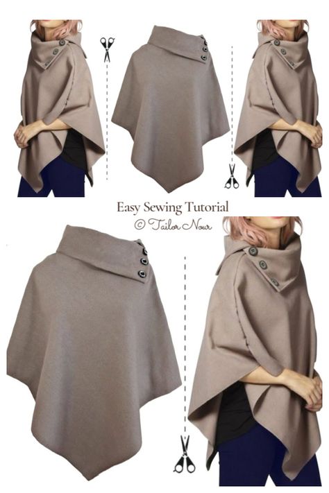 Ladies Jacket Pattern Sewing, Skye Wrap Pattern Free, Diy Shawl Wrap Sewing, Shawl Sewing Pattern Free, How To Make A Poncho From Fabric, Diy Poncho Pattern Sewing, Wool Cape Coat Pattern, Shawl Patterns Sewing, Diy Fleece Poncho