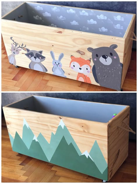 DIY Baby’s toy trunk | Kinder spielzimmer, Kinder zimmer deko, Kinder zimmer Toy Trunk, Nursery Baby Room, Baby Bedroom, Kids Room Design, Baby Boy Rooms, Baby Boy Nurseries, Diy Baby, Kids Playroom, Baby Decor