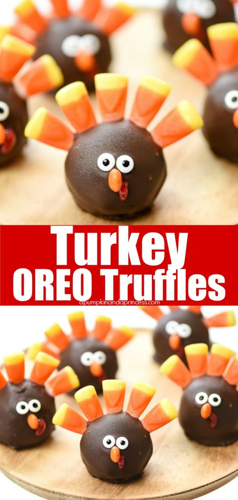 Cute Thanksgiving Desserts, Oreo Turkey, Easy Thanksgiving Dessert, Turkey Desserts, Corn Thanksgiving, Dessert For Kids, Thanksgiving Chocolates, Thanksgiving Desserts Kids, Oreo Truffles Recipe