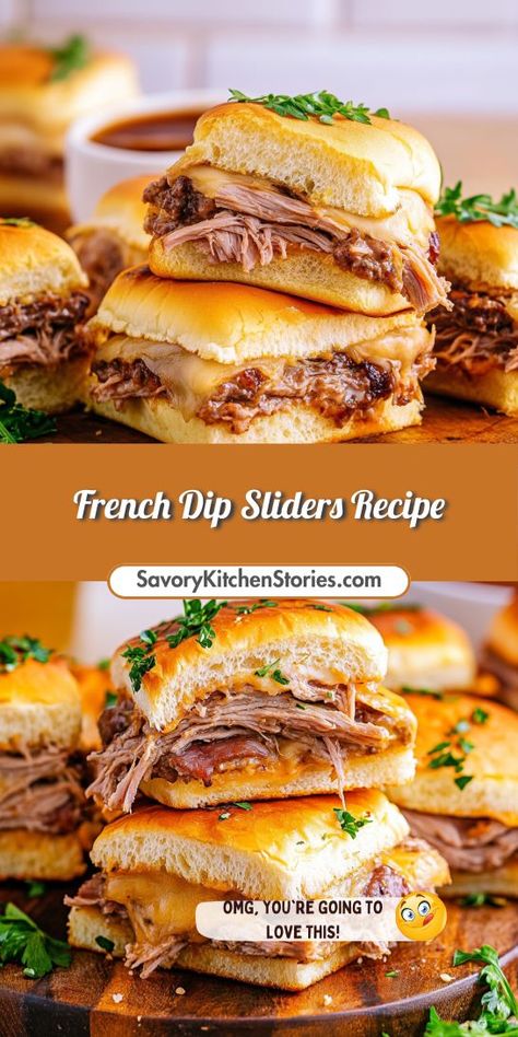 Searching for a crowd-pleasing dinner idea that’s simple yet delicious? Try these French Dip Sliders for a tasty meal that everyone will love! With juicy beef and melted cheese, they’re perfect for any occasion. Save this recipe to make your next dinner gathering unforgettable! Tenderloin Sliders, French Dip Sliders, Tender Roast Beef, Roast Beef Sliders, Dinner Gathering, Sandwhich Recipes, Au Jus Gravy, French Dip, Slider Recipes