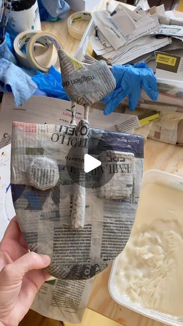 Osa Rosti ART on Instagram: "Yesterday I started to papier- mache some of my wall masks. I managed to do 5 so far. However, they’re just half done because I do between 5-10 layers (or more) of paper strips on each one. Usually I do half and then dry them completely and then do the other half of strips. The more layers of paper strips you put on, the harder and more durable your art piece will become. It’s a lot of work but I truly do enjoy it….but yes I do get tired 😅. Recipe for wheat paste glue: 1 cup wheat flour to 5 cups water. Mix and bring to a boil. Stir continuously so to not get lumps. Store in a container in fridge. Will keep for about a week or so (make sure to check for molds). #mixedmediaart #papermacheart #papiermache #cartapesta #craft #makersgonnamake #recycledpaperart #ho Paper Mache Wire Frame, Paper Mache For Elementary Students, Sculpture Art Paper Mache, Paper Mache Puppet Heads, Paper Glue Art, Paper Paste Art, Paper Mache Clay Crafts, Recipe For Paper Mache Paste, Paper Mache Jewelry Diy