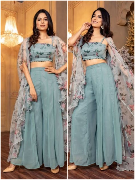 Indian And Western Fusion Dresses, Coat Model Lehengas, Organza Skirt And Crop Top Western, Net Coat Model Kurtis, Western Traditional Outfits Women, Desi Western Fusion Outfits, Girls Indo Western Outfits, Western Indian Fusion Outfit, Republic Day Outfit Indian