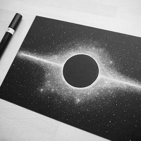 Black Paper Drawings, Black Paper Art, Deep Drawing, Drawing Pics, Stippling Art, Space Drawings, Black Paper Drawing, Black And White Art Drawing, Black And White Illustrations