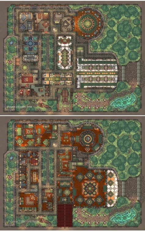 Noble Estate #4 [COMPLETE] - Find the Cat (2nd Floor!) - [38 x 30] - battlemaps Dnd Estate Map, Pathfinder Maps, Underground Dungeon, Building Map, Dnd World Map, Fantasy World Map, Battle Map, Map Making, Tabletop Rpg Maps