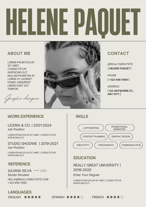 CANVA Aesthetic Creative Resume #canva #template #resume Black And White Resume Design, Graphic Designer Cv Ideas, Cv Aesthetic, Aesthetic Cv, Aesthetic Resume, Fashion Cv, Communications Jobs, It Cv, Canva Aesthetic