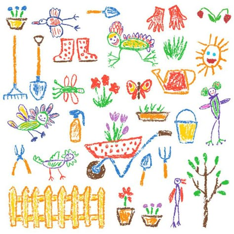 Kids Drawings Aesthetic, Kids Crayon Drawing, Crayon Doodles Drawings, Kids Doodles Drawing, Doodle Illustration Art, Kids Drawing Aesthetic, Cute Crayon Doodles, Cute Illustrations Doodles, Cute Crayon Drawings