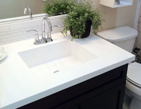 white cultured marble vanity top molded square sink Sink Backsplash Ideas, Bathroom Sink Backsplash Ideas, Backsplash Ideas Bathroom, Bathroom Sink Backsplash, Quartz Vs Granite Countertops, Bathroom Sink Bowl, Bathroom Sink Ideas, Bathroom Sink Remodel, Corian Bathroom