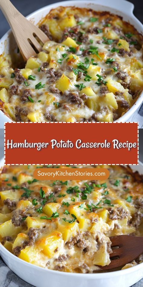 Want to impress your loved ones with minimal effort? This Hamburger Potato Casserole Recipe is a game-changer! Packed with ground beef and cheesy goodness, it’s a comforting dish everyone will adore. Be sure to save it for future meals! Hamburger And Potato Casserole, Casseroles Recipes, Hamburger Potato Casserole, Hamburger And Potatoes, Hamburger Casseroles Recipes, Beef Potatoes, Ground Beef And Potatoes, Easy Hamburger, Hamburger Casserole