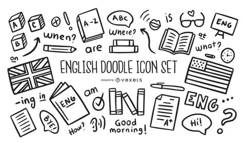 English doodle icon set #AD , #Paid, #Paid, #doodle, #icon, #set, #English Doodles For History Notes, Doodles For English Project, Cute English Doodles, Doodle Art For English Subject, English Doodle Art, Subject Design Notebook English, English Related Drawings, Doodle Notebook Cover, English Doodles School