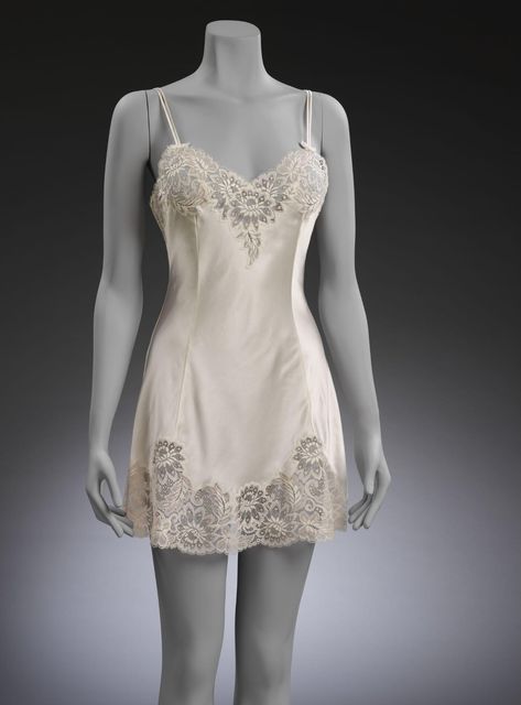 Slip | Reger, Janet | V&A Explore The Collections Lingerie Business, 1960s Lingerie, Angela Carter, Vintage Nightgown, 1990s Fashion, Mini Slip, Lace Slip Dress, Ivory Silk, Hollywood Fashion