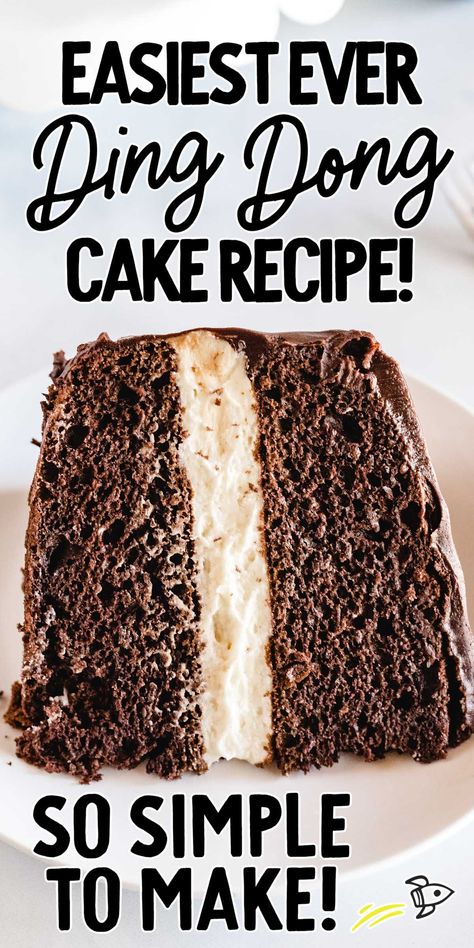 Ding Dong Cake Recipe, Chocolate Filling For Cake, Ding Dong Cake, Vanilla Cream Filling, Cake Mix Desserts, Cake Filling Recipes, Cake Layers, Rich Chocolate Cake, Chocolate Layer Cake