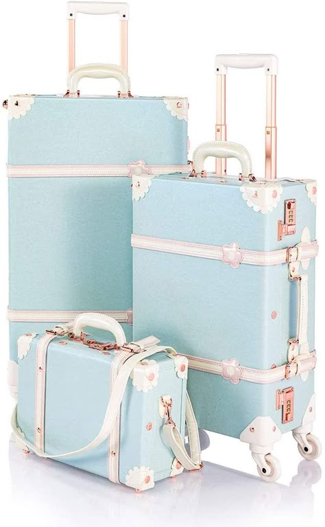 Blue Luggage Sets, Suitcase For Women, Luxury Luggage Sets, Pink Luggage, Cute Suitcases, Travel Bag Set, Luxury Luggage, Cute Luggage, Vintage Suitcase