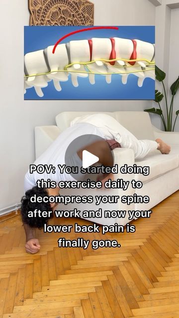 959K views · 26K likes | Pouya Saadat on Instagram: "Extended sitting (at work for example) compresses the spine, causing disc misalignment and nerve pressure, leading to back pain.   Spinal decompression relieves this by stretching the spine, creating space for discs to realign and reducing nerve pressure.   This process enhances blood flow and healing in spinal tissues leading to long term pain relief 🙌🙏  #backpain #backpainrelief" Spine Decompression, Spinal Degeneration, Spinal Fluid, Spinal Decompression, Back Relief, Acupressure Points, Spinal Cord, Yoga Tips, Back Pain Relief