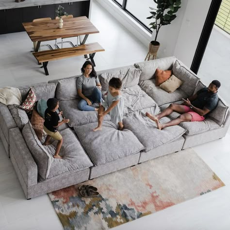 11 Big and Comfy Sofas the Whole Family Will Love Lounging On Big Sofa Bed, U Couch, Extra Deep Sofa, Floor Seating Living Room, Big Couch, The Big Comfy Couch, Deep Couch, House Room Ideas, Family Sofa