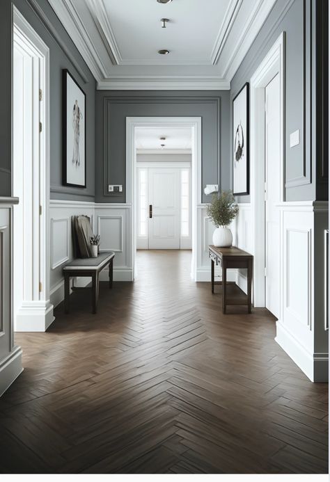 Gray Hallway Ideas, Grey Hallway Ideas, Gray Hallway, Grey Hallway, Old House Interior, Hallway Flooring, Home Hall Design, Living Room Decorating Ideas, Living Room Decorating