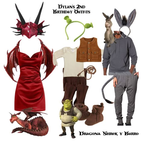 Shrek Aesthetic Costume, The Good Place Halloween Costume, Gingerbread From Shrek Costume, Dragon And Donkey Halloween Costume, Shrek Party Costume Dragon, Shrek Rave Outfit Dragon, Shrek Themed Outfit Ideas, Diy Shrek Costume Women, Donkey And Dragon Shrek Costume