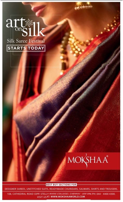 Saree Advertisement Poster, Saree Advertising Poster, Saree Banner Design, Saree Creative Ads, Saree Advertisement, Fashion Creative Ads, Dress Ads, Clothing Ads, Advertising Clothing