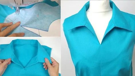 How To Sew Collar Tutorials, Collar Designs Women, Coat Collar Pattern, Tale Handmade, Collar Tutorial, Stitch Shorts, Collar Sewing, Daisy Stitch, Dress Patterns Diy