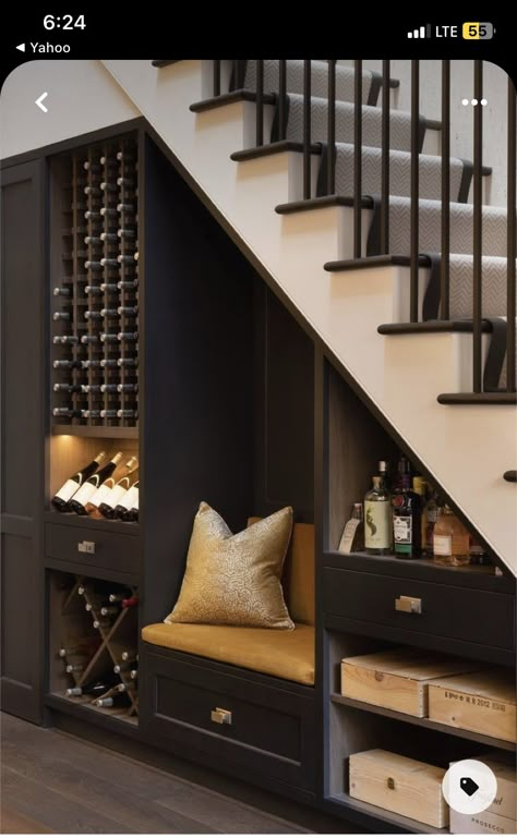 Under Stairs Wine Cellar, Under Stairs Nook, Stair Nook, تحت الدرج, Stairs Renovation, Under Stairs Storage, Under Stair, Stairs In Living Room, Stairs Storage