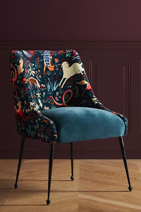 Colorful Accent Chairs, House Of Hackney Wallpaper, Cast Iron Legs, House Of Hackney, Maximalist Interior, Maximalist Design, Interior Textiles, Printed Chair, Art Chair