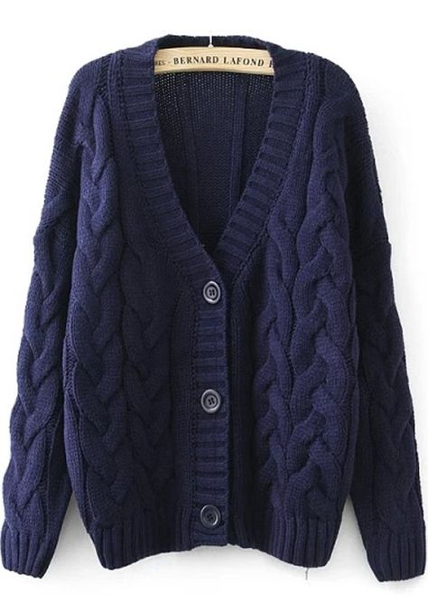 Navy Blue Geometric Buttons Long Sleeve Cardigan - Sweaters - Tops Blouse Dresses, Burberry Fashion, Fashion Week Spring 2020, Knit Sweater Coat, Navy Blue Cardigan, Victorian Costume, Blue Long Sleeve Tops, Fried Dough, Short Cardigan