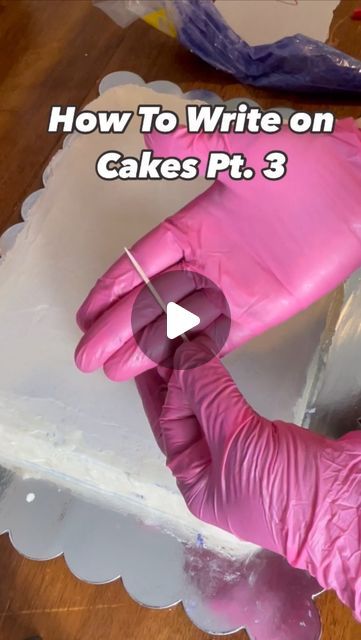 Cake Decorating For Beginners Videos, How To Do Cake Decorating, Buttercream Writing On Cake, Cake Writing Tutorial, How To Write On Cakes Tutorials, Purple 30th Birthday Cake, How To Write Happy Birthday On A Cake, Cake Writing Tips, Writing With Buttercream