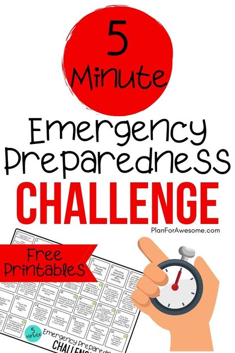 5-Minute Emergency Preparedness Challenge - I'm so excited to do this for National Emergency Preparedness Month!  I love how this girl from PlanForAwesome.com has made a free printable calendar of these tasks that take less than 5 minutes -  Anyone can do this!  #beprepared #emergencypreparednessmonth Power Outage Tips, Provident Living, Emergency Prepardness, Relief Society Activities, Survival Items, Emergency Preparedness Kit, Family Emergency, Emergency Preparation, Visiting Teaching