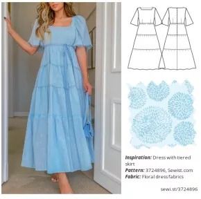 Maxi Dress Pdf Sewing Pattern, How To Make A Tiered Dress, Tiered Maxi Dress Sewing Pattern, Diy Tiered Skirt Free Pattern, Diy Modest Dress, Long Dress Sewing Pattern Free, Tiered Dress Sewing Pattern, Modest Dress Sewing Patterns, Free Maxi Dress Pattern