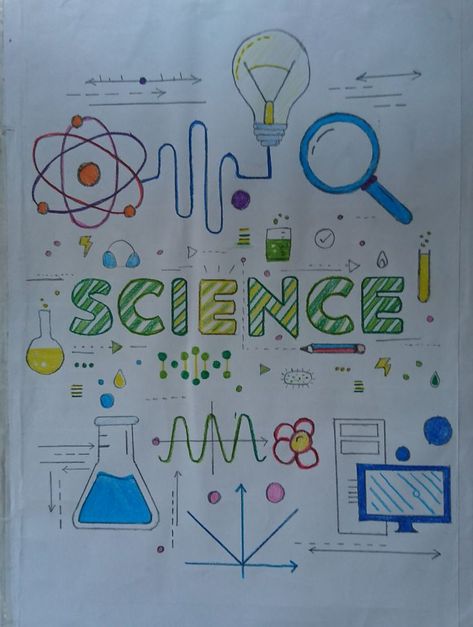 Science Book Cover, Science Notebook Cover, Book Cover Page Design, Creative Book Cover Designs, Presentation Ideas For School, ليلو وستيتش, Project Cover Page, خريطة ذهنية, Holiday Homework