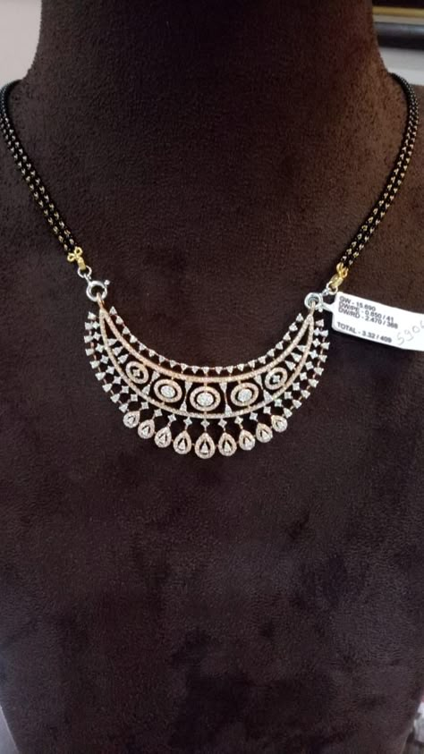 Diamond Big Pendant Design, Long Mangalsutra Designs Diamond, Tanishq Mangalsutra, Mangalsutra Designs Diamond, Diamond Mangalsutra Pendants, Mangalsutra Pendent, Long Mangalsutra Designs, Moti Set, Diamond Mangalsutra Designs