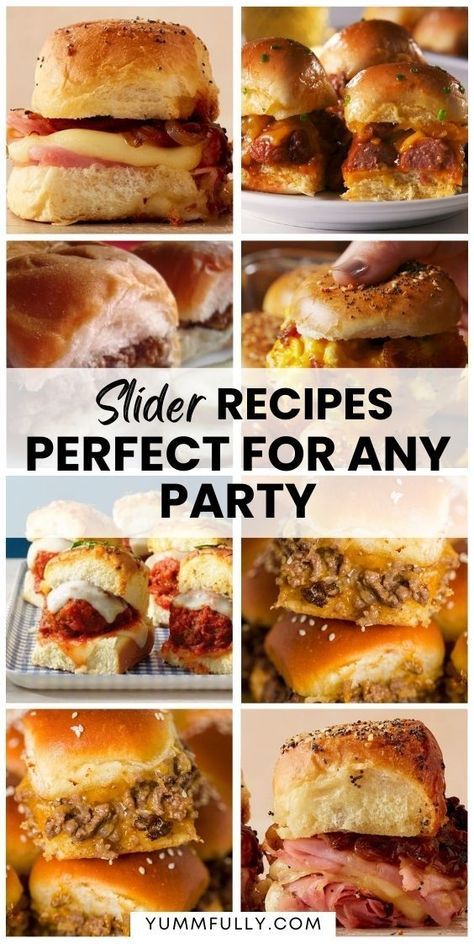 Who doesn’t like Slider Recipes? These bite-sized wonders pack big flavors for any occasion. From juicy mini burgers to flavorful pulled pork sliders, these recipes promise to be the star attraction in any gathering. Hand-held meals never tasted better! Hanky Panky Sliders, Tailgate Sliders Hawaiian Rolls, Baked Slider Sandwiches, Appetizer Sliders For Party, Unique Sliders Recipes, Mini Cheese Burger Sliders, Slider Bar Ideas, Sandwich Ideas For Party, Fancy Sandwiches Ideas