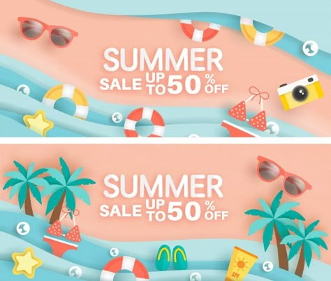 Kids Branding Design, Kids Banner, Summer Sale Banner, Custom T Shirts Design, Desain Buklet, Banner Design Inspiration, Summer Banner, Summer Marketing, Summer Poster