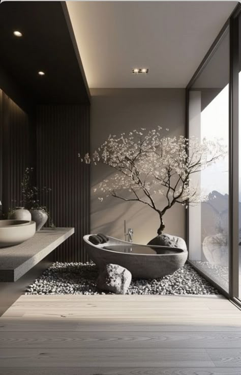 Parking Lighting Design, Japandi Bathrooms, Asian Zen Interior Design, Bathroom Tile Design Ideas, Luxury Bathroom Ideas, Asian Bathroom, Japanese Spa, Unique Bathroom Design, Tile Design Ideas