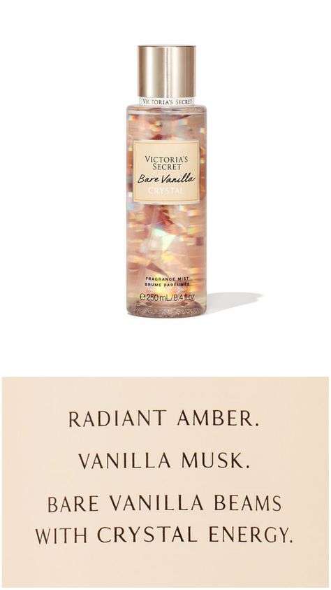 Victoria's Secret Pure Bare Vanilla Notes Crystal Collection 2021 Body Mist Vs Bare Vanilla Crystal, Vs Bare Vanilla, Crystal Notes, Dolce Milk, Victoria Secret Body Spray, Victoria's Secret Perfume, Bare Vanilla, Perfume Notes, Victoria Secret Perfume