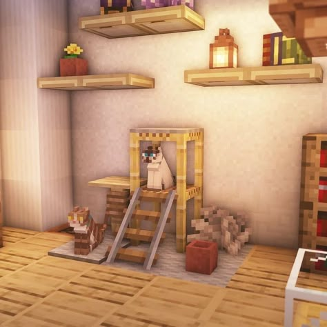 Cat Room Minecraft Ideas, Cute Minecraft Builds Interior, Rooms For Minecraft House, Cute Interior Minecraft, Minecraft Build Ideas Interior, Minecraft Vanilla Furniture, Small Minecraft Living Room, Minecraft Interior House Ideas, Cute Minecraft House Decor