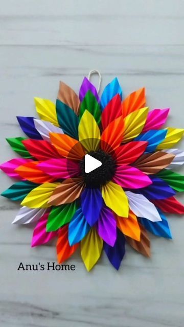 Paper Wall Decorations Diy, Paper Flower Wall Hanging Diy, Wall Decor With Paper Craft, Craft Ideas For Wall Decoration, Diy Wall Crafts Home Decor, Wall Hangings Diy Home Decor, How To Make Wall Hanging With Paper, Wall Hanging Diy Paper Flower, Paper Wall Decor Diy