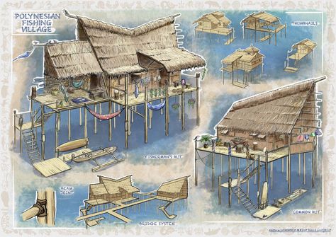 Feng Zhu Design, Feng Zhu, Mid Term, Minecraft Architecture, House Drawing, Prop Design, Ancient Architecture, Environment Design, Fishing Villages