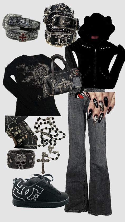 Dark Mcbling Outfits, Mcbling Outfits Winter, Emo Outfits Winter, Winter Emo Outfits, Emo Winter Outfits, Affliction Clothing, Mcbling Fashion, Trashy Outfits, Work Fits