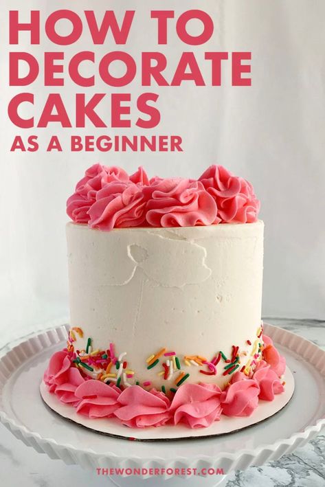 How To Start Making Cakes, Cake Decorating How To, First Time Cake Baking, Basic Cake Decorating Ideas Simple, Simple Easy Cake Decorating, Birthday Cake Icing Decorating, Decorator Icing Cake, Simple Beginner Cake Decorating, Easy Cake Ideas Decorating Simple