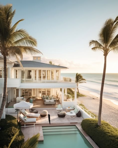 Beachside House, Beach Mansion, Beachfront House, Beach House Exterior, Luxury Beach House, Beachfront Home, Dream Life House, Dream Beach Houses, Casas Coloniales