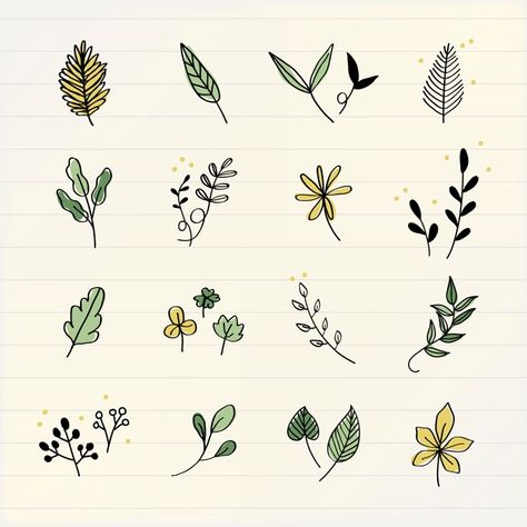 Various leaves doodle collection vector ... | Free Vector #Freepik #freevector #background #pattern #icon #hand Church Doodles, Leaves Doodle, Badge Template, Mosaic Pictures, Leaf Drawing, Elegant Business Cards, Flower Doodles, Bullet Journal Doodles, Journal Doodles