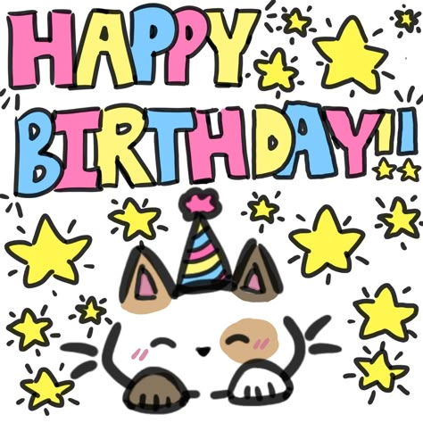 Cute Doodles For Birthday Cards, Happy Birthday Doodle Cards, Birthday Cat Drawing, Silly Birthday Cards, Happy Birthday Doodles, Happy Birthday Drawings, Happy Birthday Cat, Birthday Doodle, Birthday Card Drawing