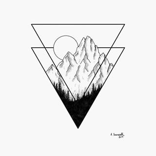 ⛰️☀️🌲 Tattoo Mountains, Berg Tattoo, Geometric Mountain Tattoo, Otto Schmidt, Triangle Tattoos, Muster Tattoos, Eve Online, Geometric Mountain, Mary Blair