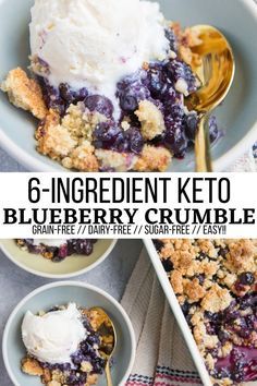 Keto Blueberry Crumble, Modified Keto, Dairy Free Keto Recipes, Keto Blueberry, Desserts Keto, Fruit Cobbler, Blueberry Crumble, Blueberry Desserts, Keto Vegan