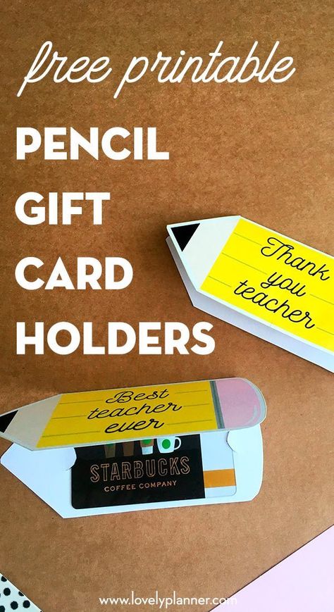 Free Printable Teacher Appreciation Gift Card Holder: print this adorable pencil shaped gift card holderis an easy teacher gift idea. #freeprintable #giftcard #teacherappreciation #diy #gift #printable #lovelyplanner Teacher Appreciation Gift Card Holder, Teacher Appreciation Gifts Printables, Teacher Appreciation Gift Card, Printable Teacher Appreciation, Easy Teacher Gifts, Appreciation Gifts Diy, Teacher Appreciation Gifts Diy, Teacher Appreciation Printables, Teacher Gift Card